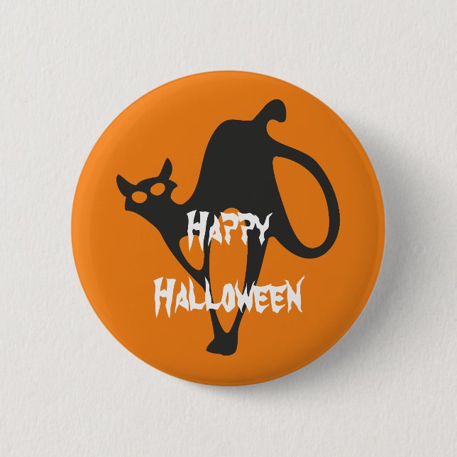 Happy Halloween Beängstigend Cat Button (Vorderseite)