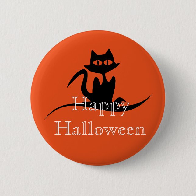 Happy Halloween Beängstigend Cat Button (Vorderseite)