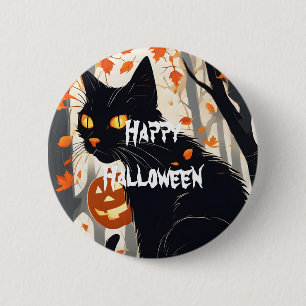 Happy Halloween Beängstigend Cat Button
