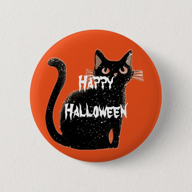 Happy Halloween Beängstigend Cat Button (Vorderseite)