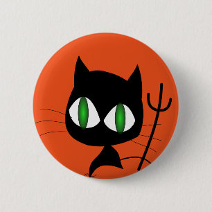 Happy Halloween Beängstigend Cat Button