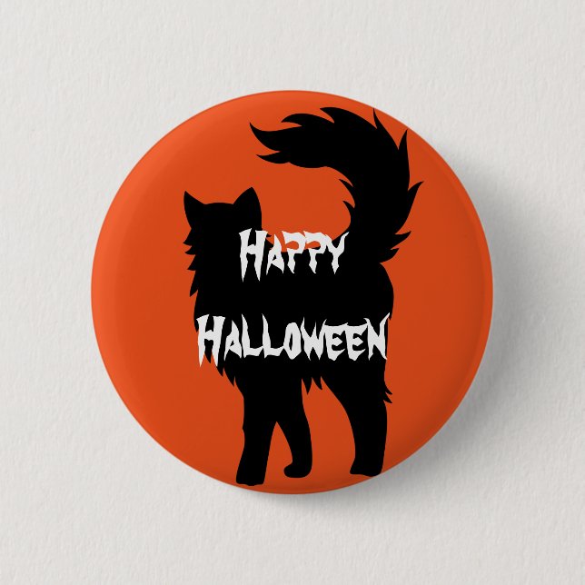 Happy Halloween Beängstigend Cat Button (Vorderseite)