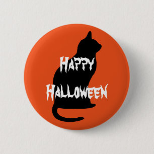 Happy Halloween Beängstigend Cat Button