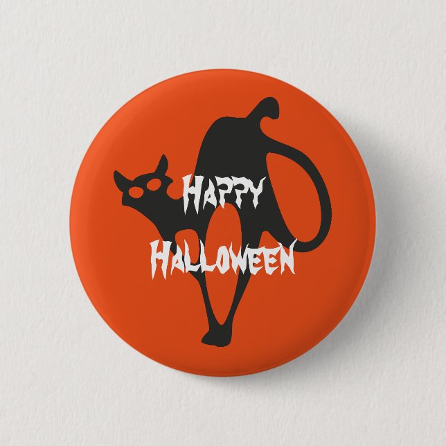 Happy Halloween Beängstigend Cat Button (Vorderseite)