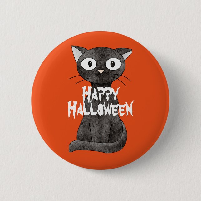 Happy Halloween Beängstigend Cat Button (Vorderseite)