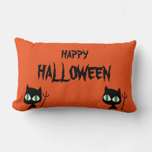 Happy Halloween Beängstigend Cat Orange Throw Lendenkissen