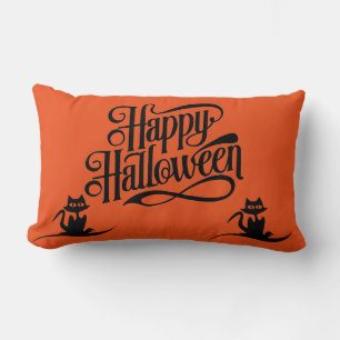 Happy Halloween Beängstigend Cat Orange Throw Lendenkissen