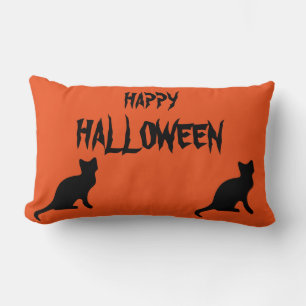 Happy Halloween Beängstigend Cat Orange Throw Lendenkissen