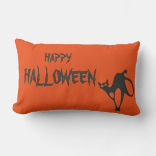 Happy Halloween Beängstigend Cat Orange Throw Lendenkissen