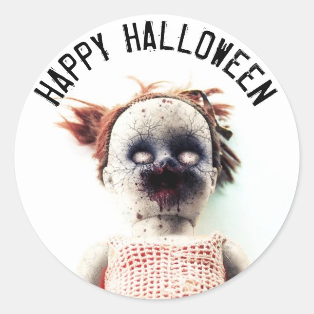 Happy Halloween Beängstigend Doll Spooky Sticker (Vorderseite)