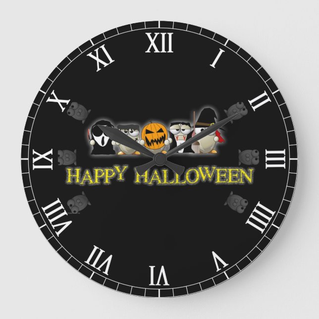 Happy Halloween Beängstigend Friends Große Wanduhr (Vorderseite)