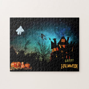 Happy Halloween Beängstigend Hexe, Ghost und Pumpk Puzzle
