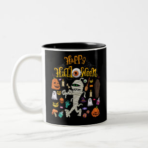 Happy Halloween Beängstigend Retro Zweifarbige Tasse