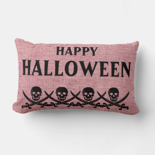 Happy Halloween Beängstigend Skull Burlap Throw Lendenkissen
