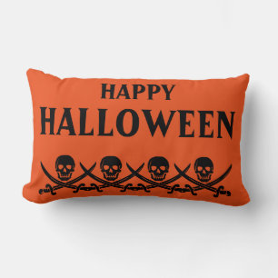 Happy Halloween Beängstigend Skull Orange Throw Lendenkissen