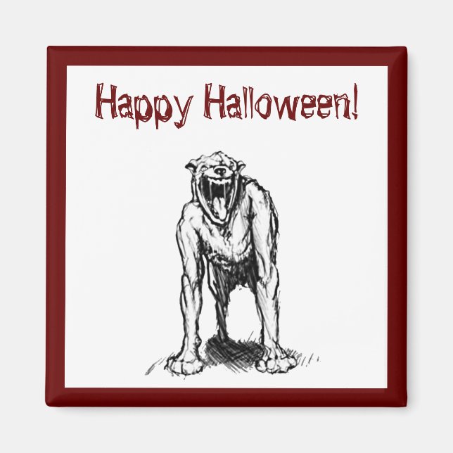 Happy Halloween Beängstigend Spooky Demon Hell Dog Magnet (Vorne)