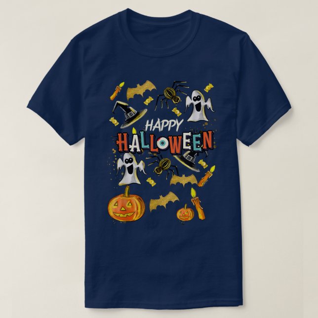 Happy Halloween Beängstigend Spooky Retro Style Bo T-Shirt (Design vorne)