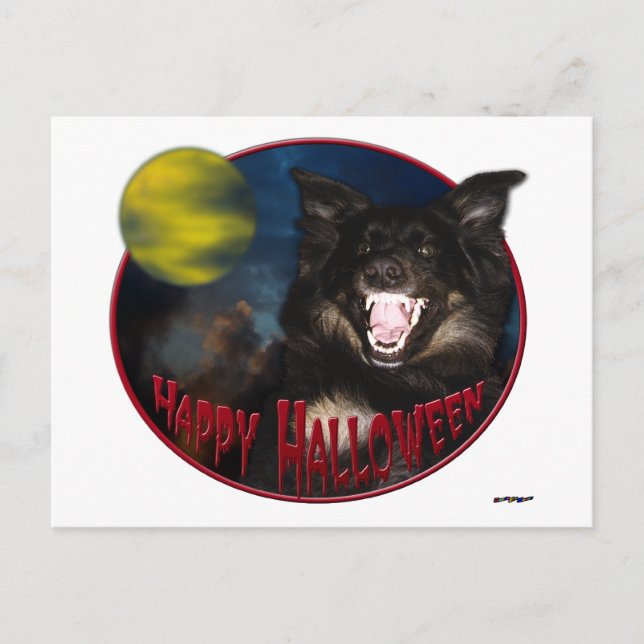 Happy Halloween Beängstigend Wolf Postkarte (Vorderseite)