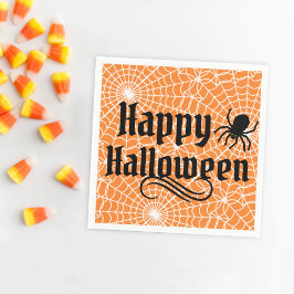 Happy Halloween Beängstigende Orange Black Spider Serviette
