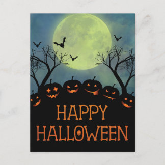Happy Halloween Beängstigende Pumpkins Fledermäuse Postkarte