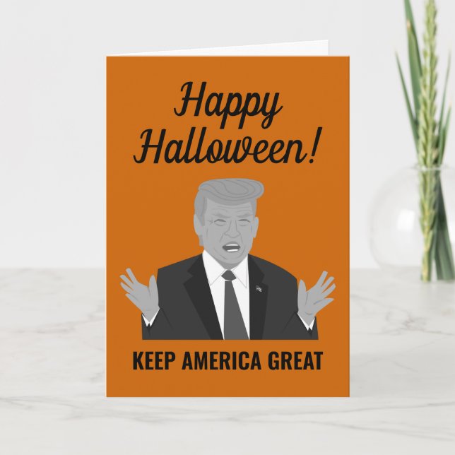Happy Halloween Behalte Amerika Große Trump-Cartoo Karte (Vorderseite)