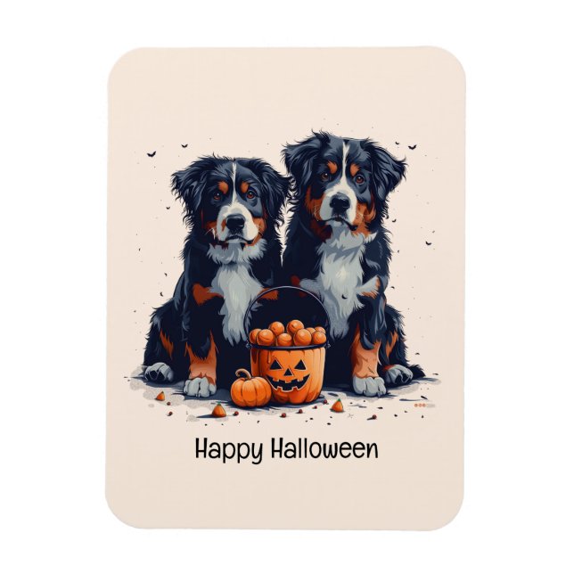 Happy Halloween Bernese Mountain Hunde Pumpkin Magnet (Vertikal)