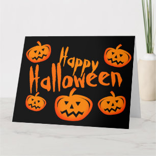 Happy Halloween Big Black & Orange Kürbisschnitzen Karte