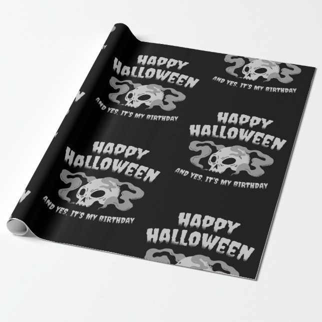 happy halloween birthday skull goth geschenkpapier (Ungerollt)