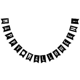 Happy Halloween Black and White Ghost Wimpelkette