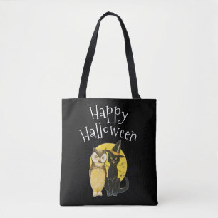 Happy Halloween, Black Cat and Owl