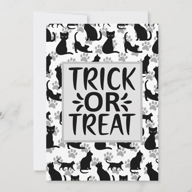 Happy Halloween Black Cat Anpassbare Karte (Vorderseite)