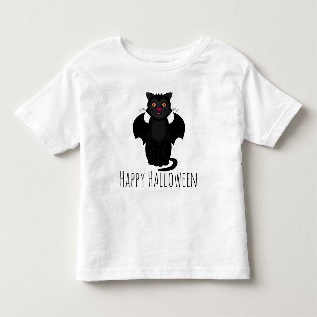 Happy Halloween Black Cat Bat Kleinkind T-shirt (Vorderseite)