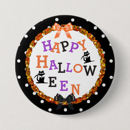 Happy Halloween Black Cat Buttons