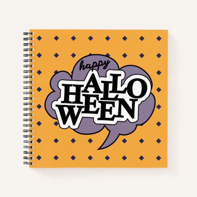 Happy halloween, black cat Cartoon Spiral Notebook Notizbuch (Vorderseite)