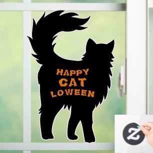 Happy Halloween Black Cat Catloween Fensteraufkleber