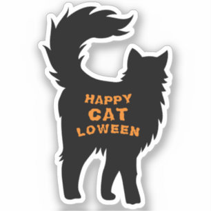 Happy Halloween Black Cat Catloween Tiny Vinyl Aufkleber