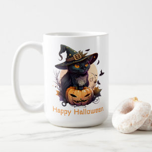 Happy Halloween Black Cat Jack-o-Lantern Kaffeetasse