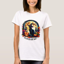 "Happy Halloween" Black Cat & Moon Shirt