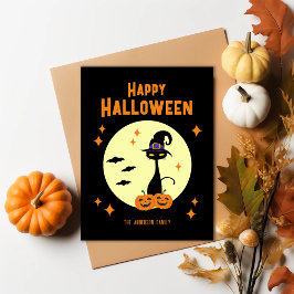 Happy Halloween Black Cat Personalisiert Feiertagspostkarte