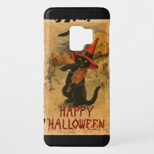Happy Halloween Black Cat Playing Fiddle Bats Case-Mate Samsung Galaxy S9 Hülle