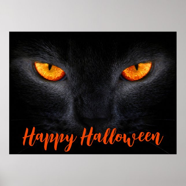 Happy Halloween Black Cat Poster (Vorne)
