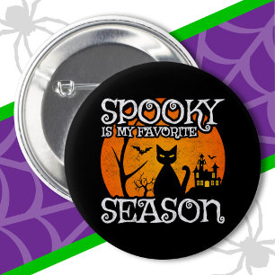 Happy Halloween Black Cat Spooky Saison Funny Hall Button