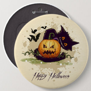 Happy Halloween Black Cat und Jack Button