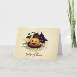 Happy Halloween Black Cat und Jack Card Karte