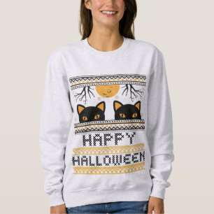 Happy Halloween Black Cats Ugly Sweater Imitate St Sweatshirt