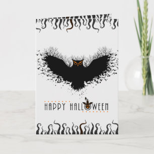 Happy Halloween Black Concept Owl Illustration Karte