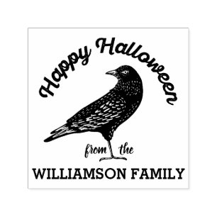Happy Halloween Black Crow Bird Halloween Permastempel