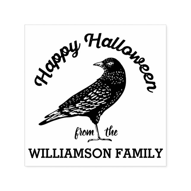 Happy Halloween Black Crow Bird Halloween Permastempel (Design)
