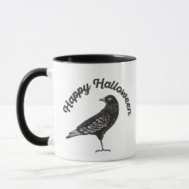 Happy Halloween Black Crow Bird Halloween Tasse