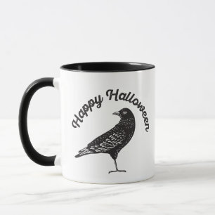 Happy Halloween Black Crow Bird Halloween Tasse